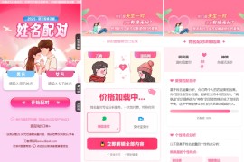 2025姓名配对测算系统源码 姓名测试爱情 姓名缘分测试 带后台